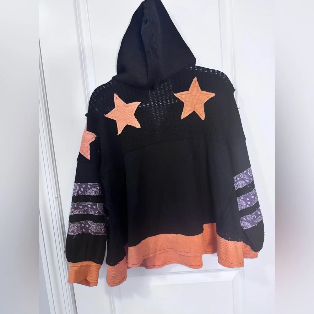 POL Orange Star Patchwork Thermal Hoodie - NWOT Size Small - Picture 4 of 5